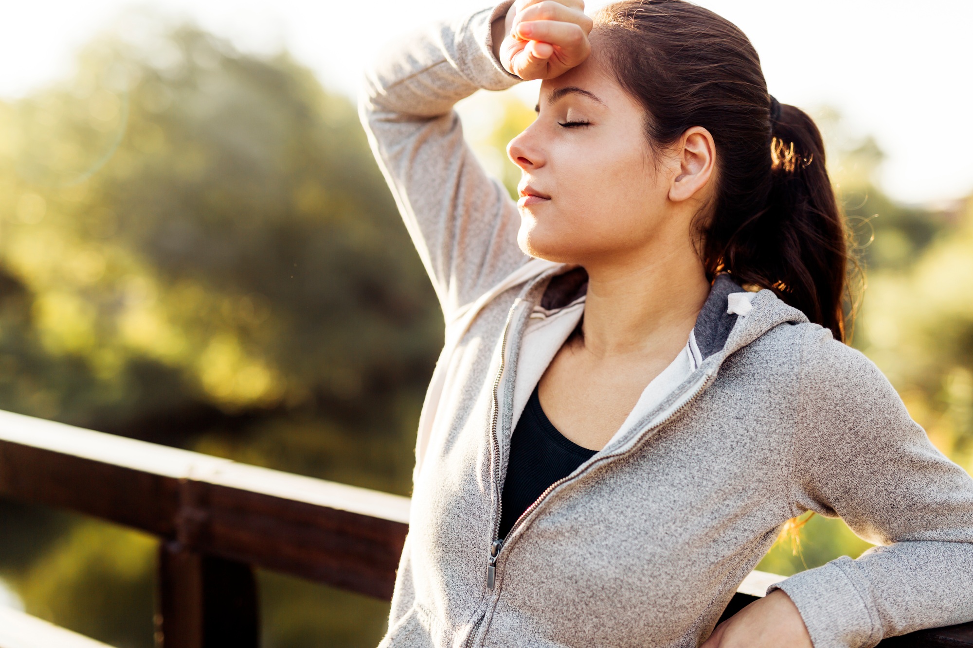 Fatigued woman taking a break, brain tumour support for families